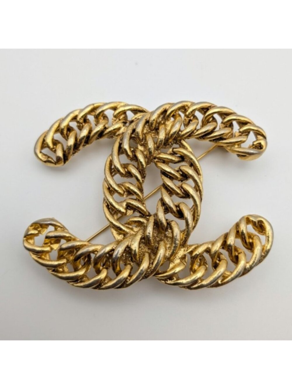 Chanel Brooch CC Logo Chain Gold First Era Vintage